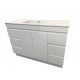 MADRID 1200X460X850MM PLYWOOD FLOOR STANDING VANITY - GLOSS WHITE WITH CERAMIC TOP